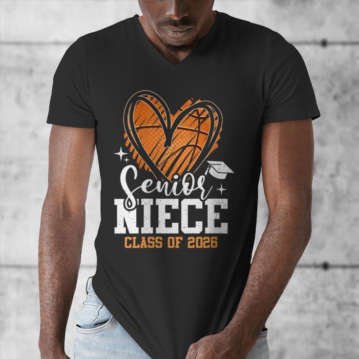 Women's Senior Niece Class Of 2026 Basketball Graduation Heart Men's V-Neck T-Shirt
