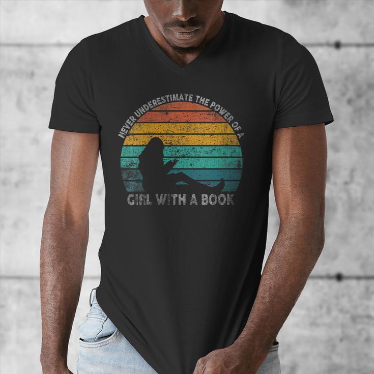 Women's Never Underestimate The Power Of A Girl With Book Reading Men's V-Neck T-Shirt