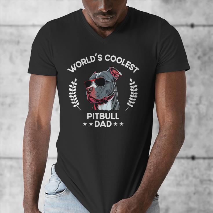 World's Coolest Dog Dad Papa Men Pitbull Men's V-Neck T-Shirt World's Coolest Dog Dad Papa Men Pitbull Men's V-Neck T-Shirt