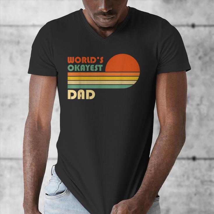 World's Okayest Dad Father Retro Vintage Men's V-Neck T-Shirt