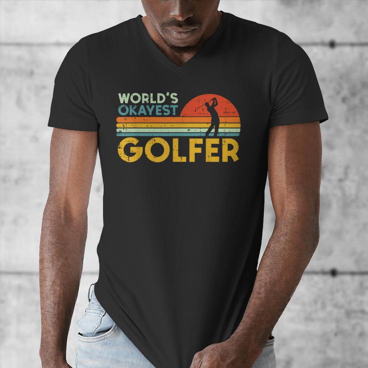Worlds Okayest Golfer Retro Golf Joke Dad Men Women Kids Men's V-Neck T-Shirt
