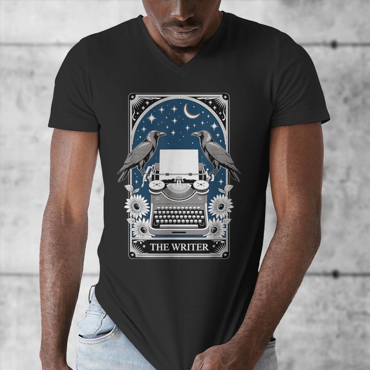 The Writer Typewriter Crow Writing Journalist Book Writer Men's V-Neck T-Shirt