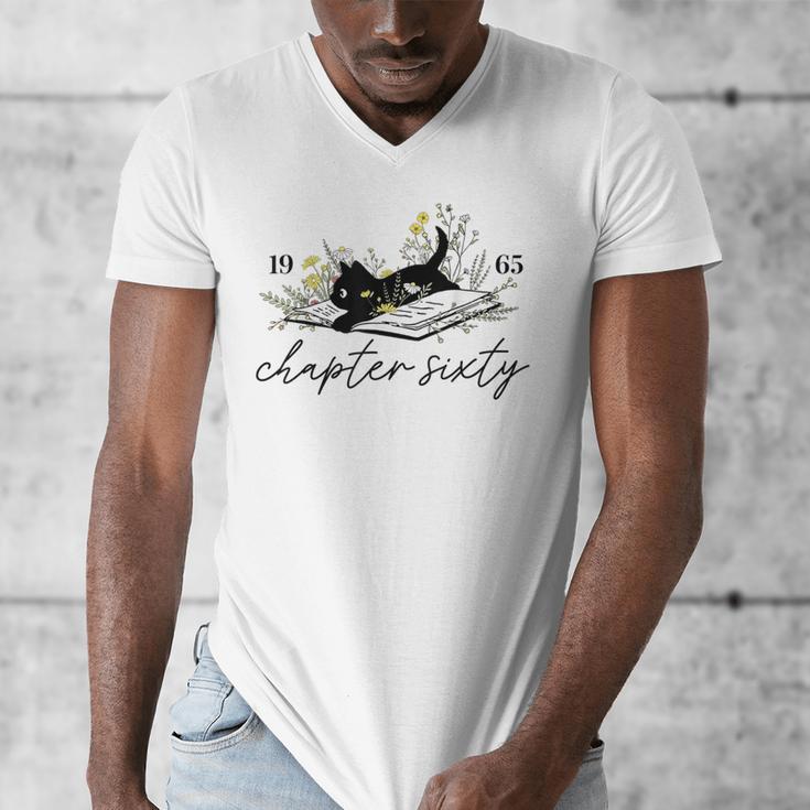 1965 Chapter Sixty Book Cat Lover 60th Birthday For Men Women Men's V-Neck T-Shirt