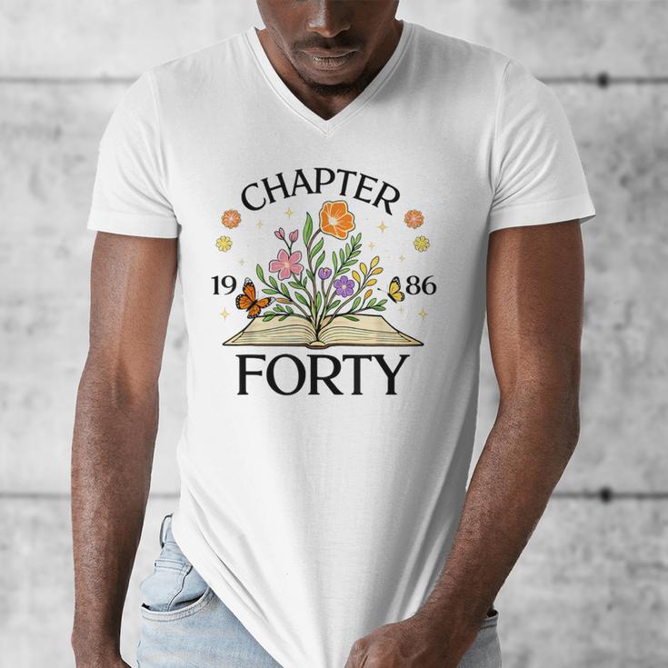 1986 Chapter Forty 40th Birthday Wildflower Book Men's V-Neck T-Shirt 1986 Chapter Forty 40th Birthday Wildflower Book Men's V-Neck T-Shirt