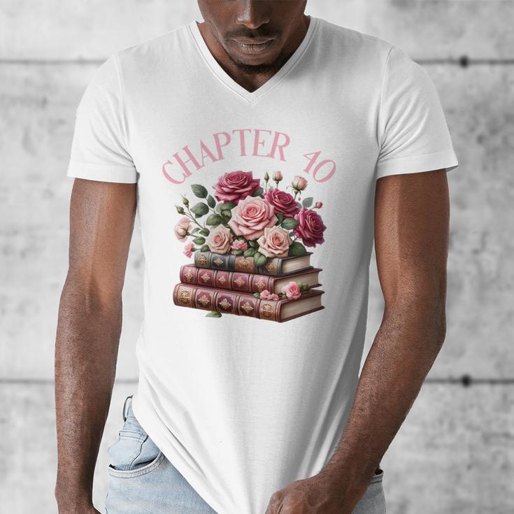 40th Birthday Chapter 40 Birthday Shirt Women Book Lover Men's V-Neck T-Shirt 40th Birthday Chapter 40 Birthday Shirt Women Book Lover Men's V-Neck T-Shirt