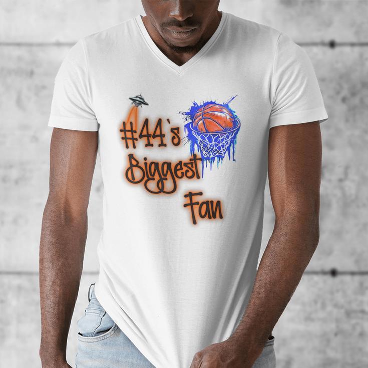 44 Biggest Fan Of Basketball Player Number 44 Dad Mom Men's V-Neck T-Shirt