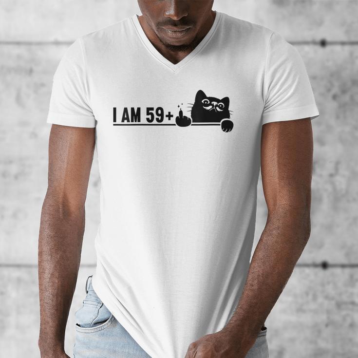 I Am 59 Plus 1 Middle Finger For A 60th Birthday Cat Mom Dad Men's V-Neck T-Shirt I Am 59 Plus 1 Middle Finger For A 60th Birthday Cat Mom Dad Men's V-Neck T-Shirt