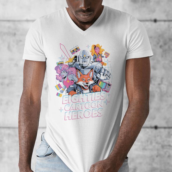 80's Cartoon Heroes Apparel For Retro Nostalgia Fans Men's V-Neck T-Shirt