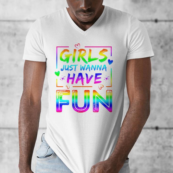 80's Girls Just Wanna Have Fun Nostalgia 1980s Style Premium Tri-Blend Men's V-Neck T-Shirt
