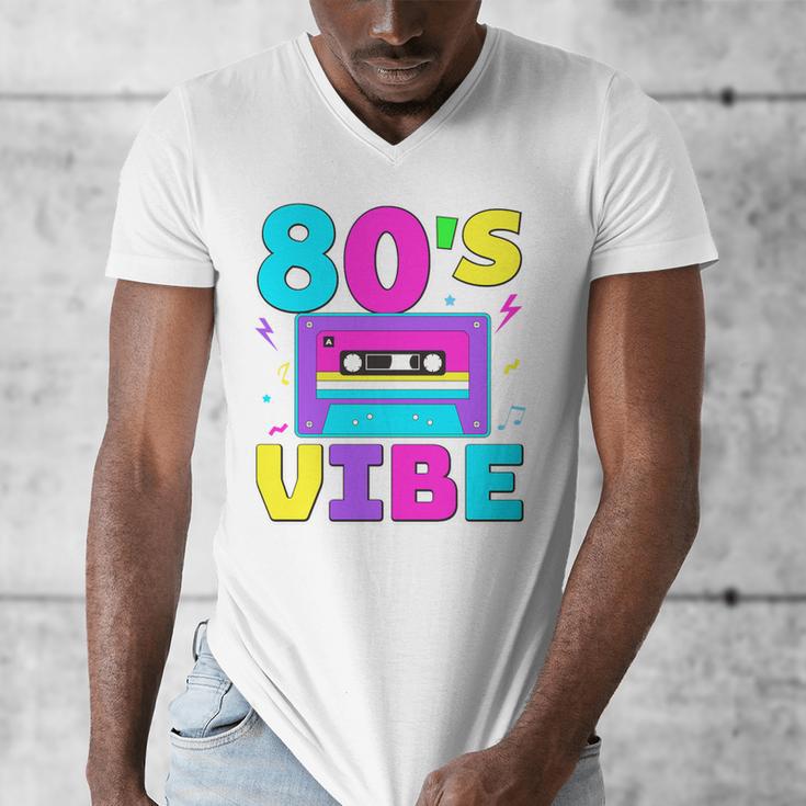 80's Vibe Retro Style Cassette Tape Nostalgia 1980s Party Premium Tri-Blend Men's V-Neck T-Shirt
