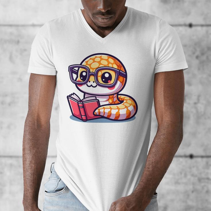 Adorable Book Lover Rattlesnake With Reading Glasses Cute Men's V-Neck T-Shirt Adorable Book Lover Rattlesnake With Reading Glasses Cute Men's V-Neck T-Shirt