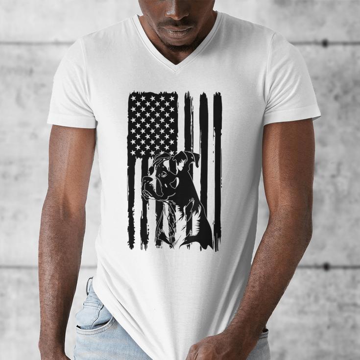 American Flag USA Patriot Boxer Dog Dad Men's V-Neck T-Shirt