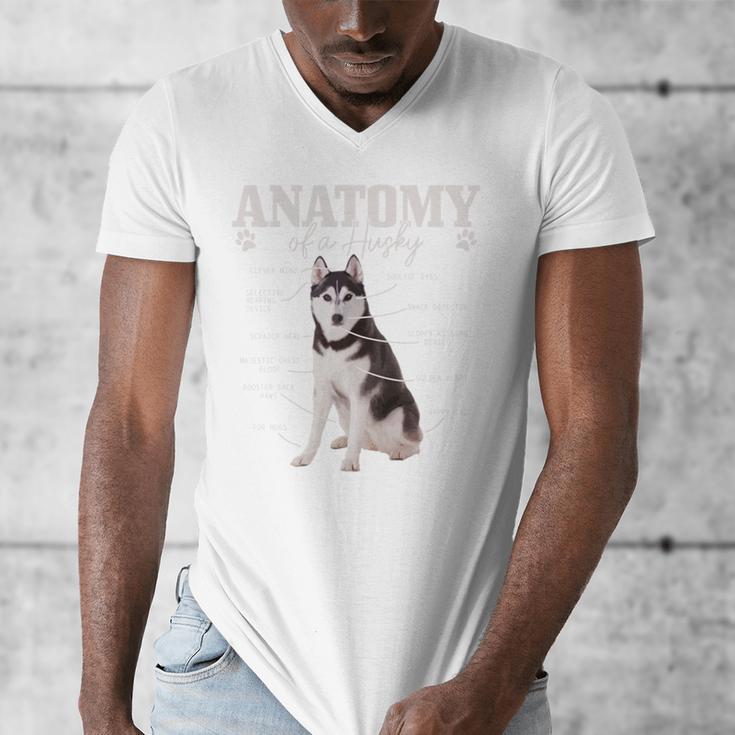 Anatomy Of A Siberian Husky Cute Dog Husky Mom Dad Men's V-Neck T-Shirt