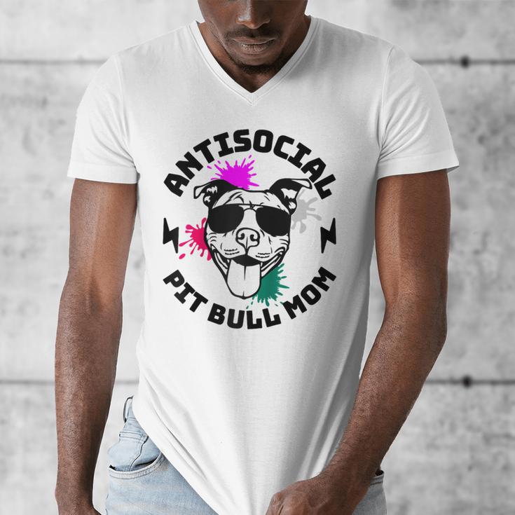 Antisocial Pit Bull Mom Pittie Introvert Dog Lover Pit Bull Raglan Baseball Tee Men's V-Neck T-Shirt