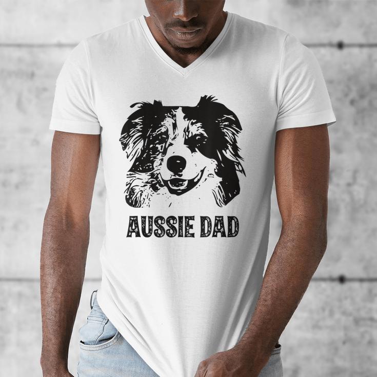 Aussie Dad Australian Shepherd Dog Dad For Men Men's V-Neck T-Shirt