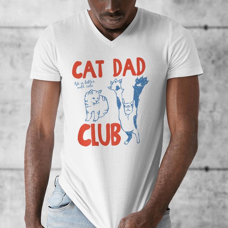 ON Back Cat Dad Club Life Is Better With Cats Father's Day Men's V-Neck T-Shirt ON Back Cat Dad Club Life Is Better With Cats Father's Day Men's V-Neck T-Shirt