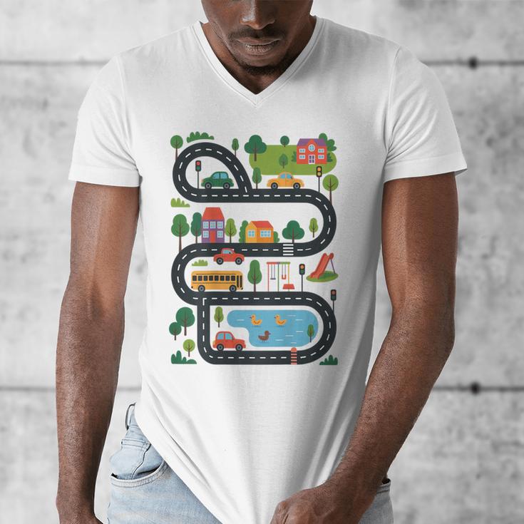 On Back Tired Dads Club Car Race Track On Dad Daddy Men's V-Neck T-Shirt
