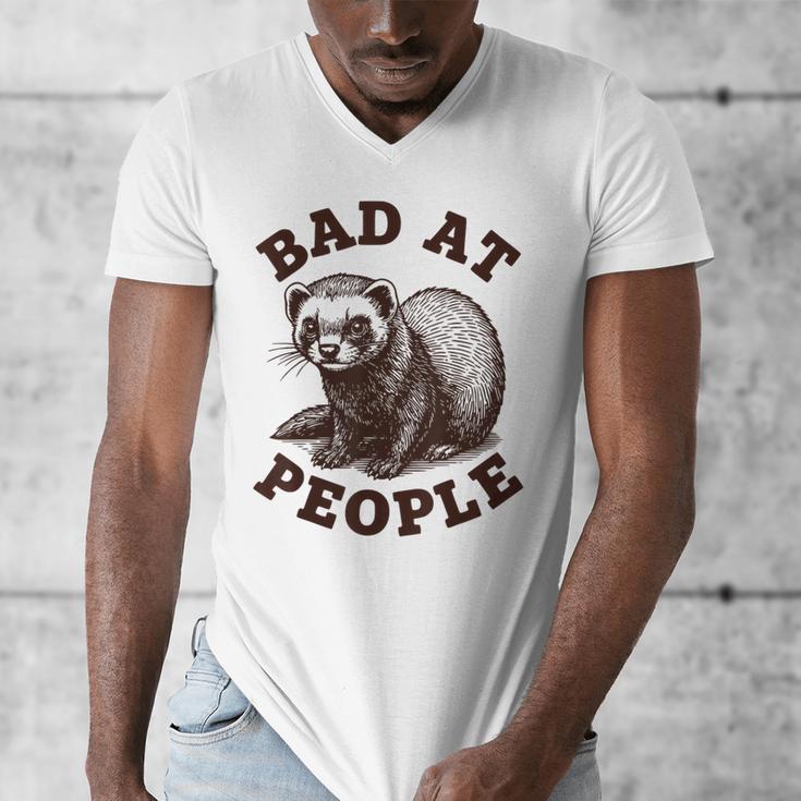 Bad At People Ferret Introvert Saying Slogan Tee Men's V-Neck T-Shirt