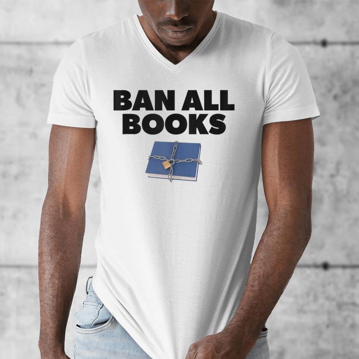 Ban All Books Satire Parody Meme Joke Ironic Sarcastic Weird Men's V-Neck T-Shirt