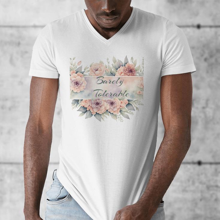 Barely Tolerable Book Floral Bookworm Lover Bookish Premium Men's V-Neck T-Shirt