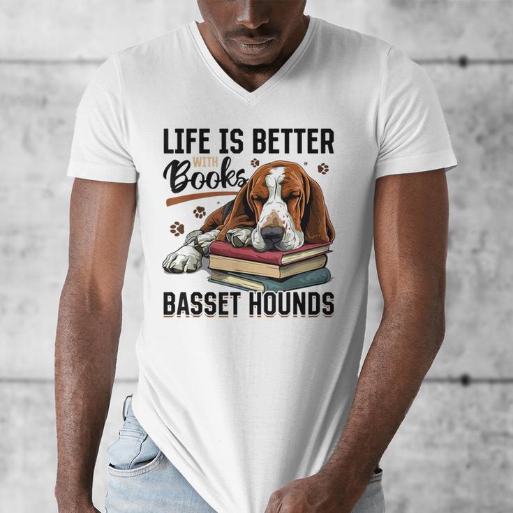 Basset Hound Dog Breed Life Is Better With Books And a For Men Women Girls Kids Men's V-Neck T-Shirt Basset Hound Dog Breed Life Is Better With Books And a For Men Women Girls Kids Men's V-Neck T-Shirt