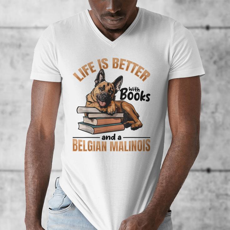 Belgian Malinois Dog Breed Life Is Better With Books And a Men Women Kids Men's V-Neck T-Shirt