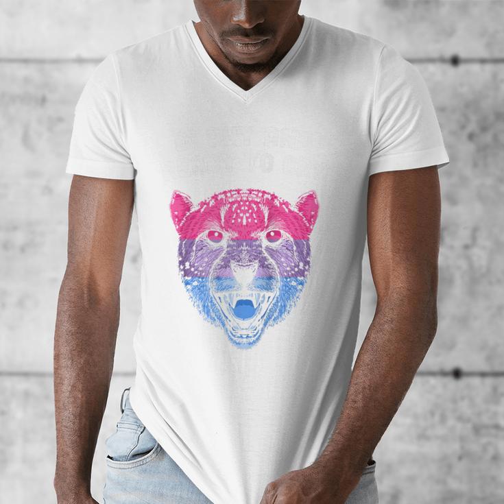 Bi Shy And Ready To Cry Bisexual Introvert Bi Pride Raglan Baseball Tee Men's V-Neck T-Shirt