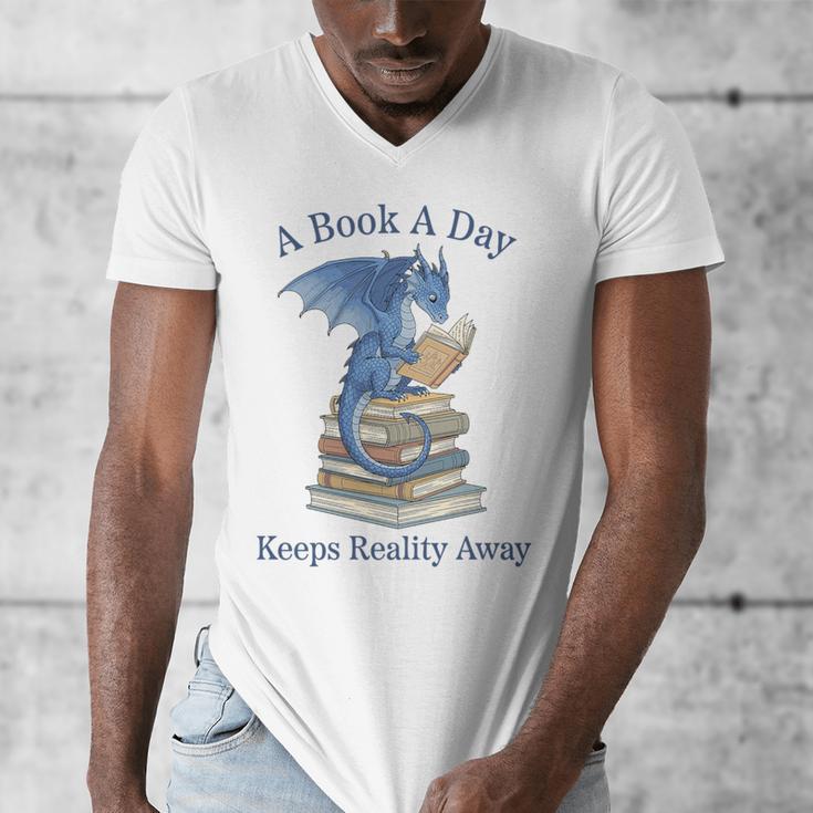 A Book A Day Keeps Reality Away Premium Tri-Blend Men's V-Neck T-Shirt