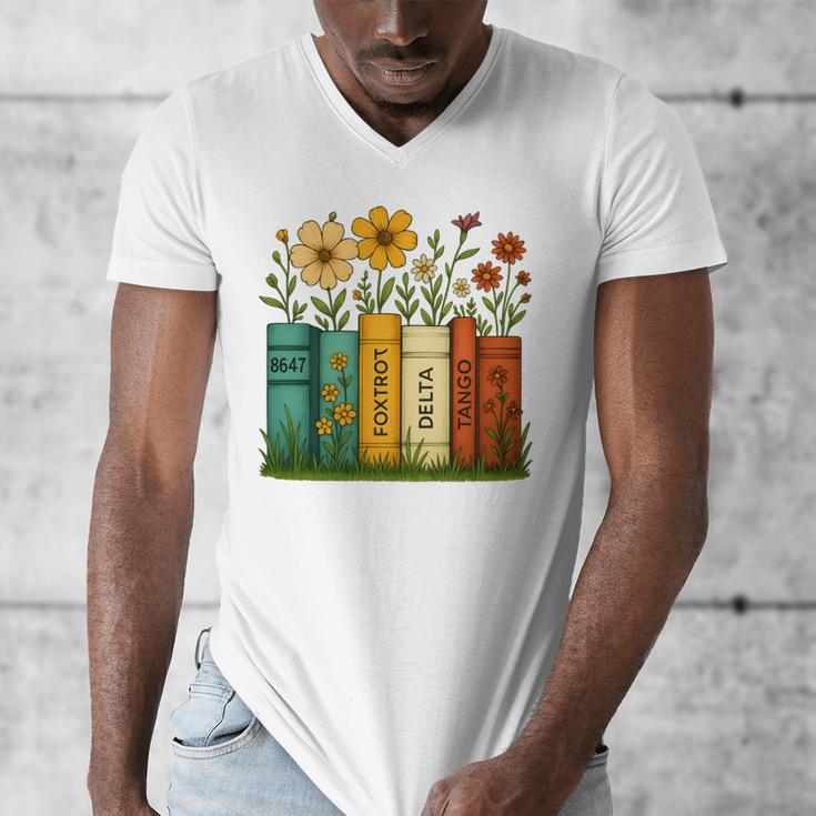 Book Flower 8647 Foxtrots Deltas Tangos Men's V-Neck T-Shirt Book Flower 8647 Foxtrots Deltas Tangos Men's V-Neck T-Shirt