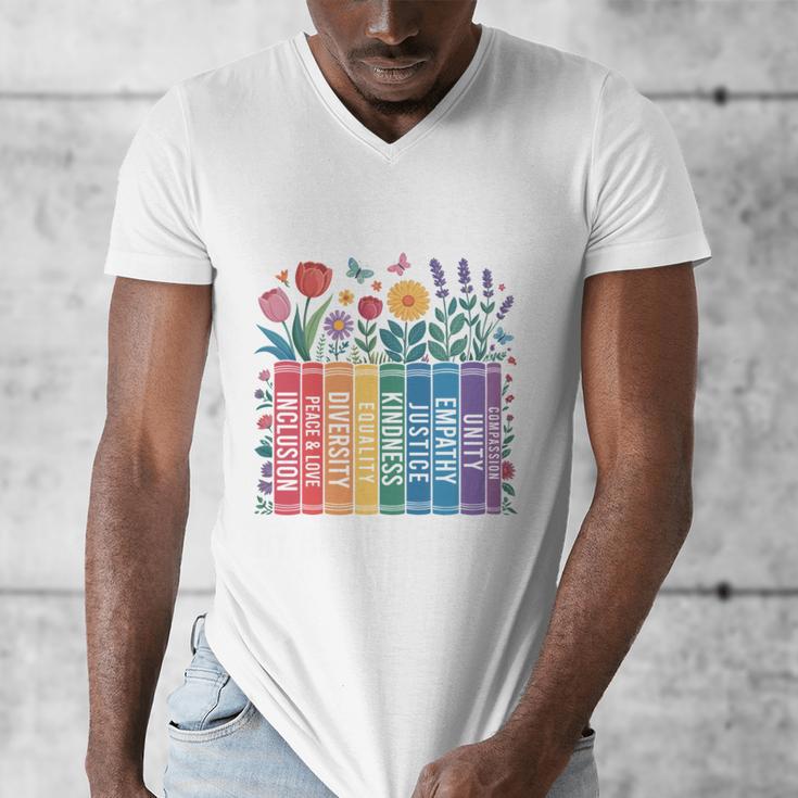 Book Flower Radicalized By Basic Decency Feminist Leftist Men's V-Neck T-Shirt