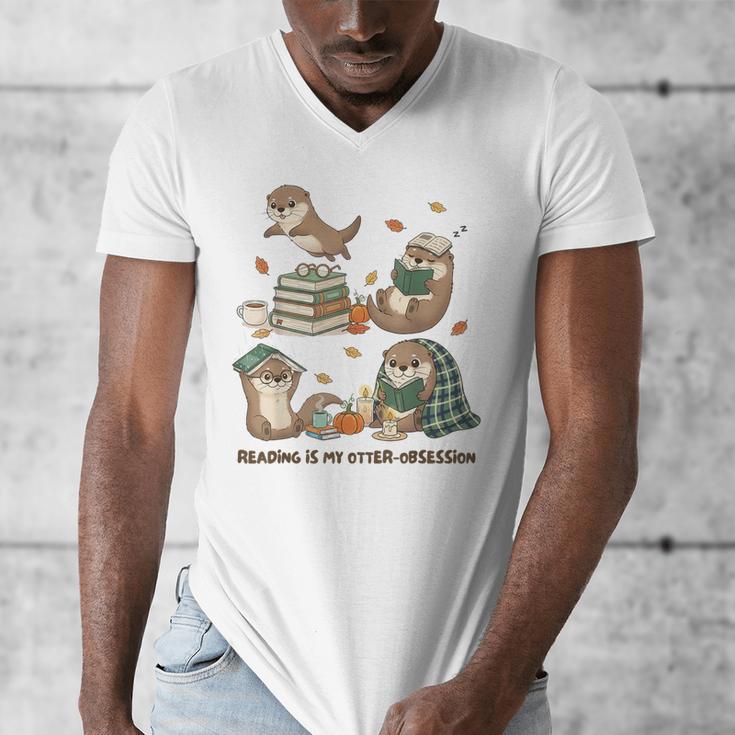 Book Lover Bookish Bookworm Reading Is My Otter-Obsession Men's V-Neck T-Shirt