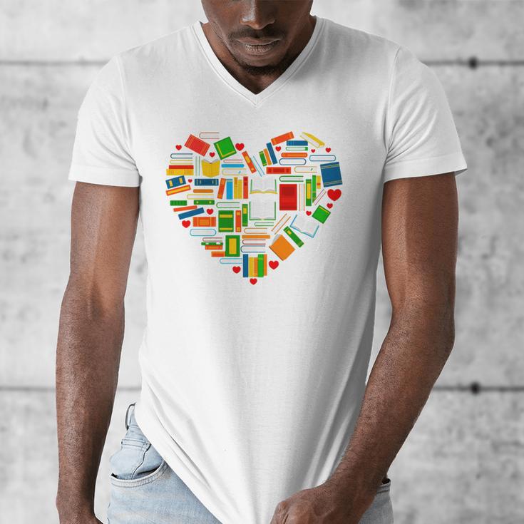 Book Lover Librarian Books Heart Valentine Men's V-Neck T-Shirt