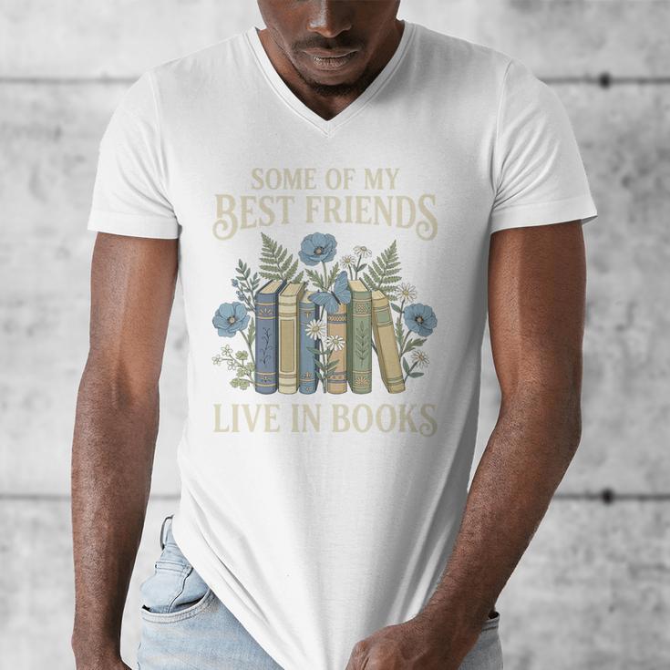 Book Lover Vintage Botanical Friends Premium Tri-Blend Men's V-Neck T-Shirt