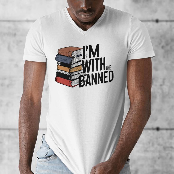 Book Lovers Im With The Banned Books For Reading Librarian Men's V-Neck T-Shirt