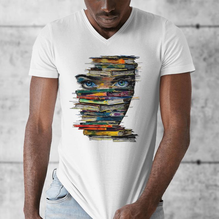Book Women Graphic Art Colorful Eyes Men's V-Neck T-Shirt Book Women Graphic Art Colorful Eyes Men's V-Neck T-Shirt