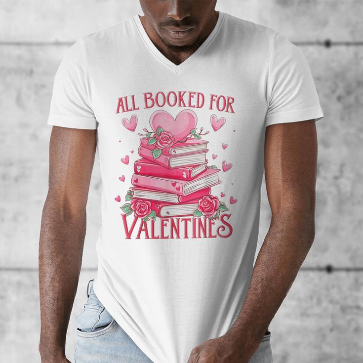 All Booked For Valentine Books Lover Teacher Floral Men's V-Neck T-Shirt