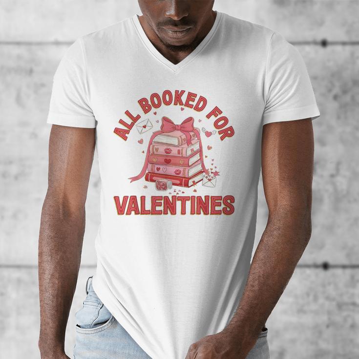 All Booked For Valentines Bow Heart Book Lover Valentine Day Men's V-Neck T-Shirt