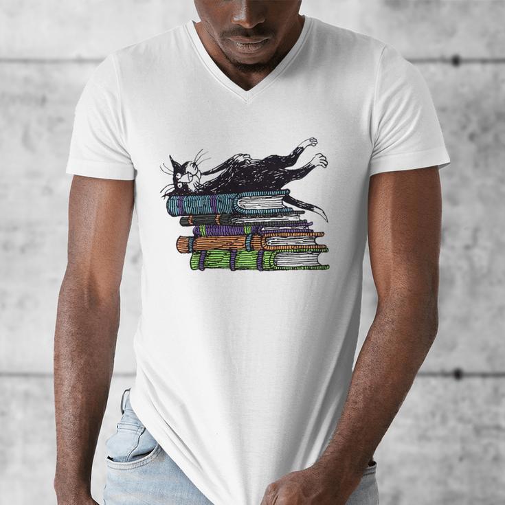 Books Cats Life Is Sweet Cats Books Lover Men Women Men's V-Neck T-Shirt