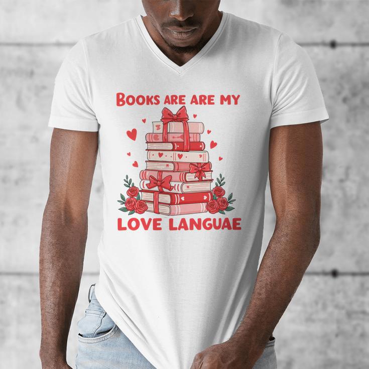 Books Are My Love Language Valentine Book Reading Teacher Men's V-Neck T-Shirt