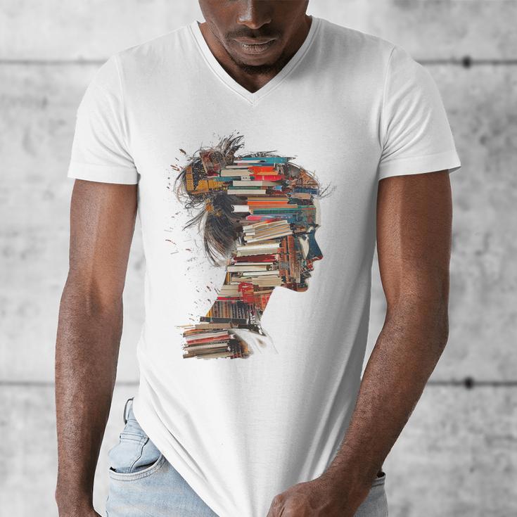 Books Lover Women Art Colorful Drawing Graphic Books Men's V-Neck T-Shirt