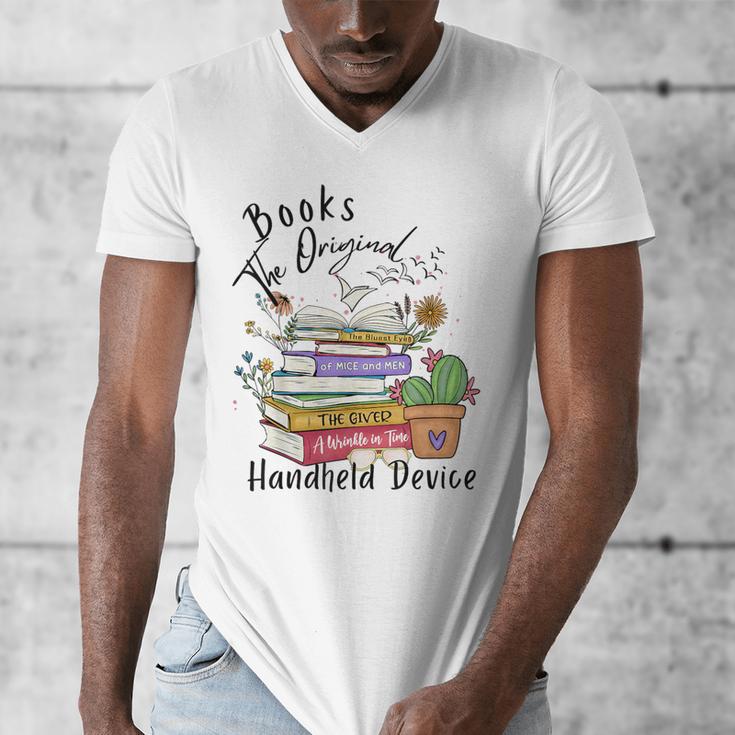 Books Original Handheld Device Reader Literacy Book Lover Men's V-Neck T-Shirt