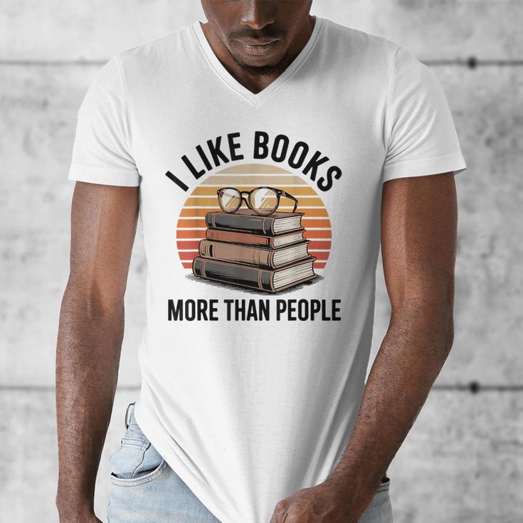 I Like Books More Than People Glasses Men's V-Neck T-Shirt