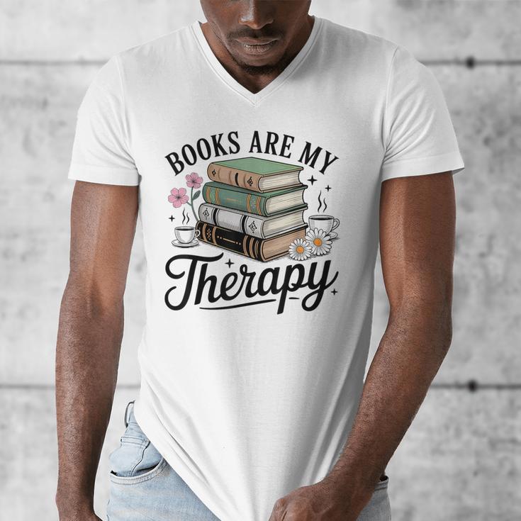Books Are My Therapy Bookworm Reading Men's V-Neck T-Shirt