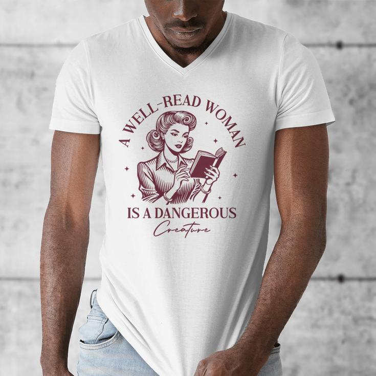 Books A Well-Read Woman Is A Dangerous Creature Women Premium Tri-Blend Men's V-Neck T-Shirt