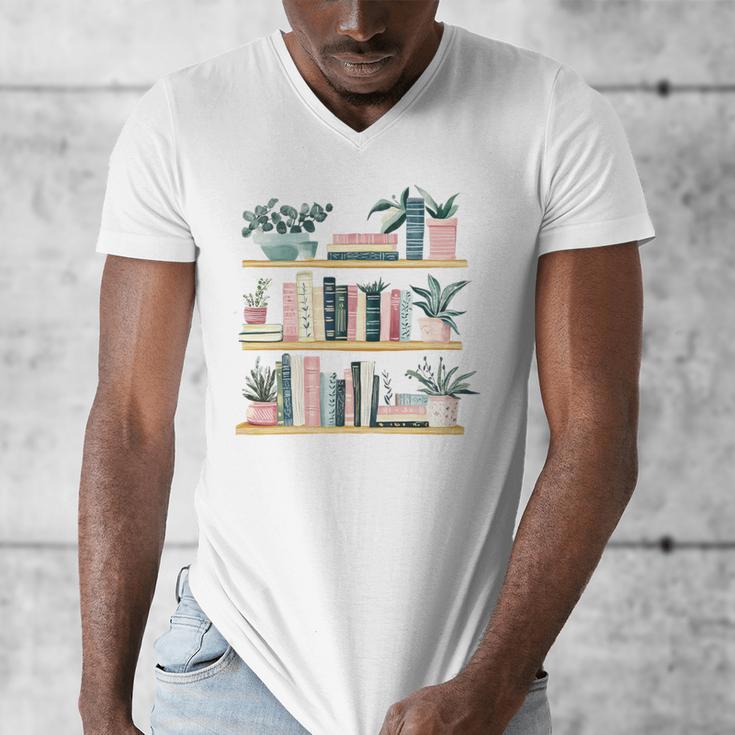 Bookshelves With Books & Plants Premium Men's V-Neck T-Shirt Bookshelves With Books & Plants Premium Men's V-Neck T-Shirt