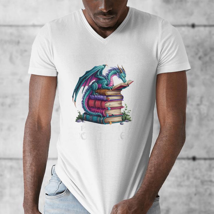 Bookworm Please I'm A Book Dragon Blue Dragon Men's V-Neck T-Shirt