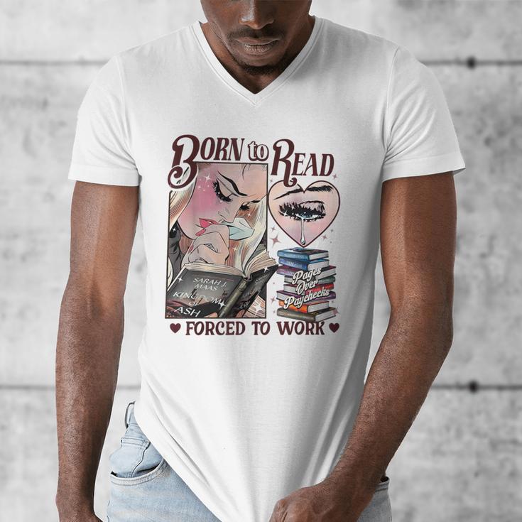 Born To Read Forced To Work Booklover -Adults Book Lovers Casual Grey Small Men's V-Neck T-Shirt