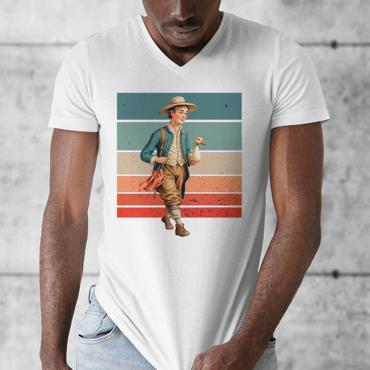 Boy Goose Vintage Rural Pastoral Charm Nostalgia Simple Life Men's V-Neck T-Shirt