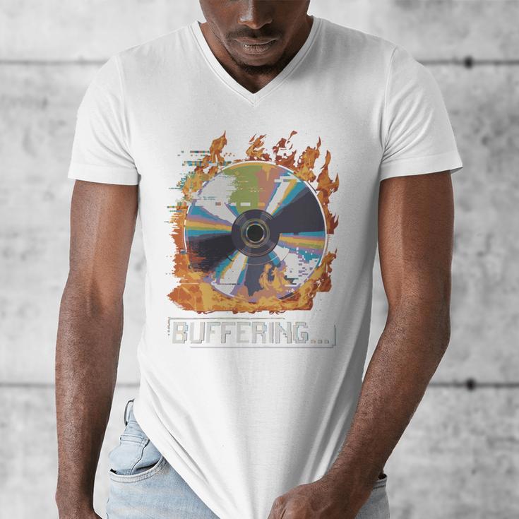 Buffering Glitched CD On Fire 2000s Nostalgia Men's V-Neck T-Shirt Buffering Glitched CD On Fire 2000s Nostalgia Men's V-Neck T-Shirt