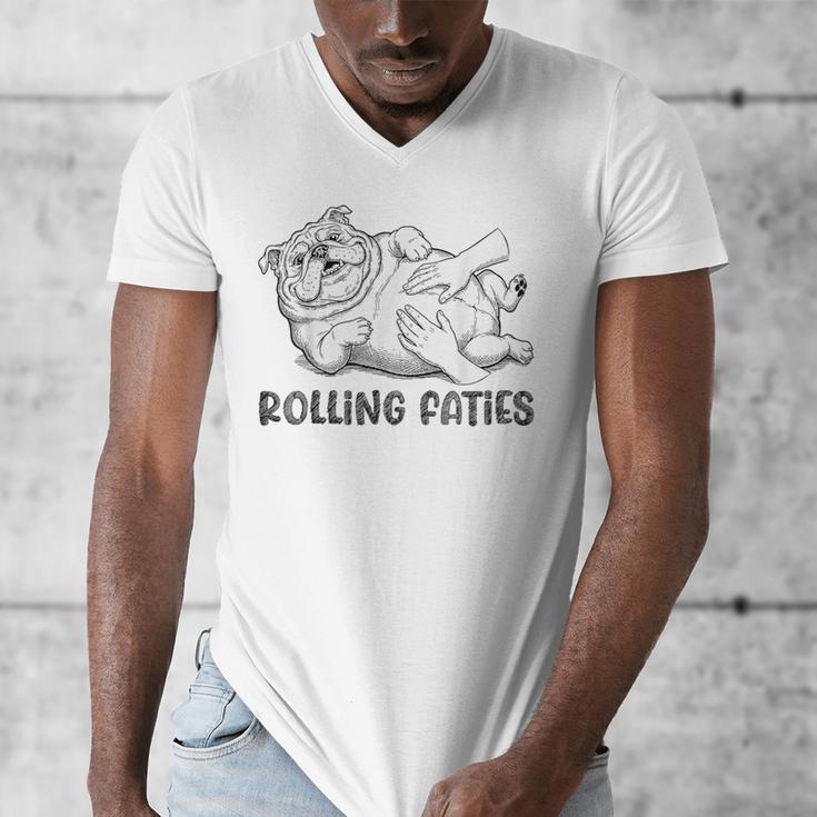 Bulldog Rolling Fatties Dog Mom Dad Owner Men's V-Neck T-Shirt